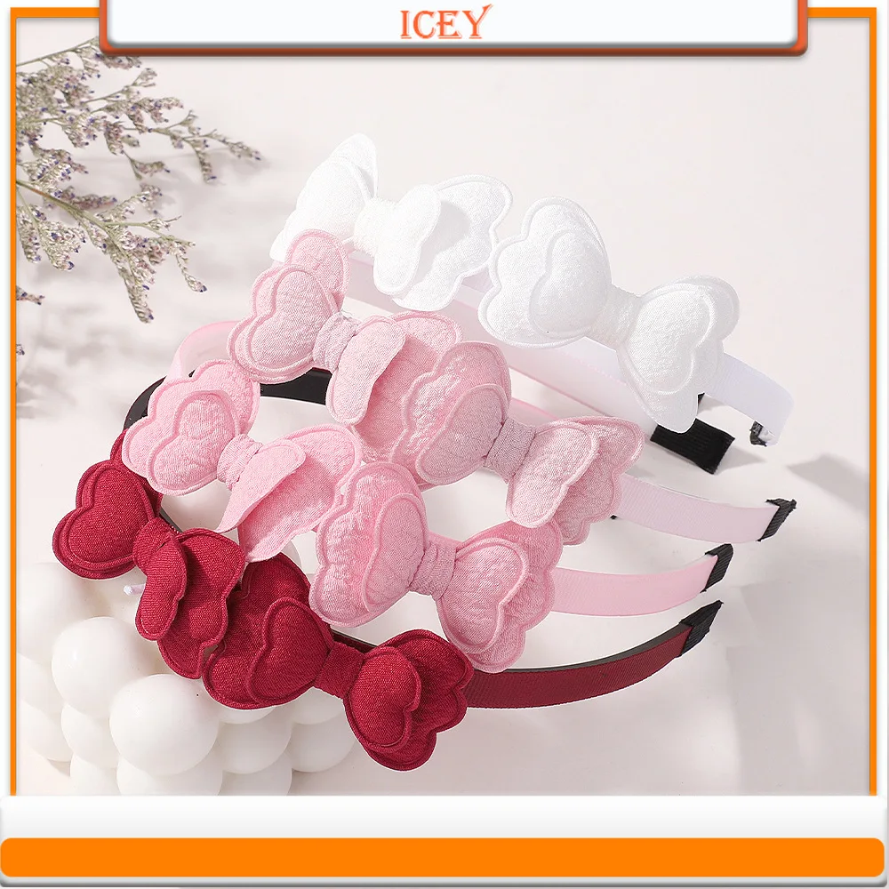 1pc Fasion Pink Grosgrain Ribbon Hair Bows Headbands Plastic Teeth Bowknot Girls Headbands Children Kids Hair Accessories
