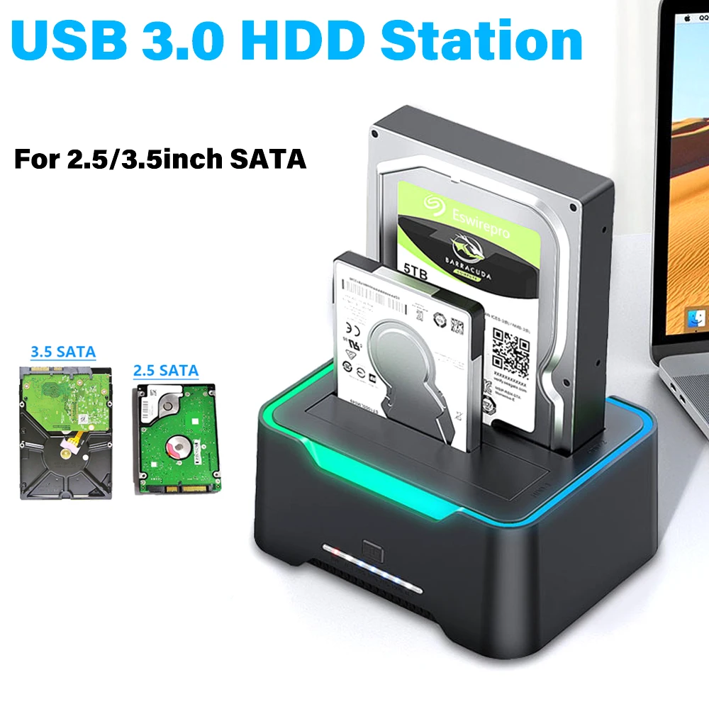 HDD Docking Station for 2.5/3.5 Inch SATA Hard Disk Support 20TB Offline  Cloning Dual Bay USB3.0 To 3.5 2.5 Sata SSD Box - AliExpress