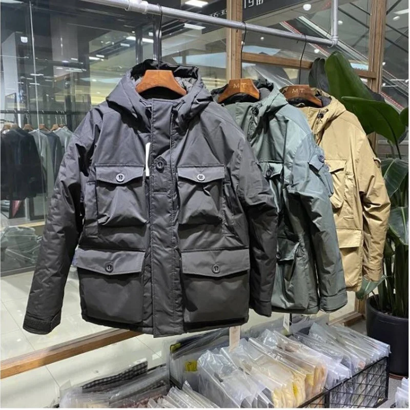 남성용 후드 작업복, 코튼 패딩 재킷, 루즈 멀티 포켓, 두꺼운 바람막이, 야외 낚시 라이딩 도구, 스톰 슈트