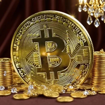 Moneta da collezione Bitcoin placcata in oro, regalo artistico commemorativo in metallo fisico BTC Casascius, valuta criptografica con punta d'imitazione antica