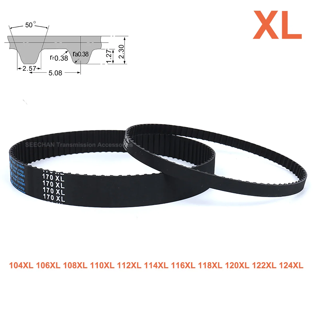 

XL Rubber Timing Belt Width 10/12.7mm Closed Synchronous Belt 104XL 106XL 108XL 110XL 112XL 114XL 116XL 118XL 120XL 122XL 124XL