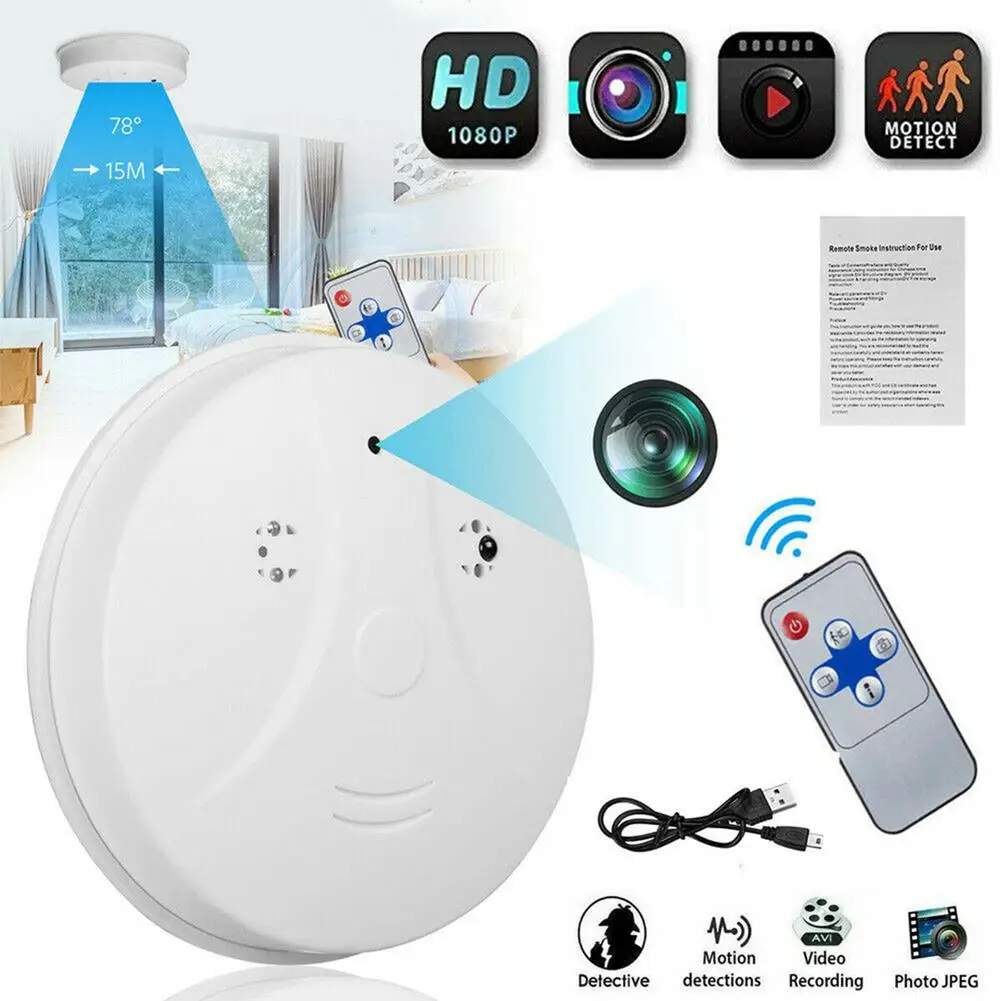 연기 감지기, 야간 투시경, 모션 감지, 루프 녹화, 원격 제어, 가정용 감시 캠코더, 1080P HD 미니 카메라 ...