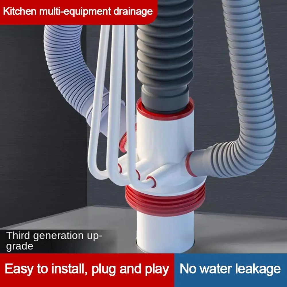 

Anti odor Sink Drain Pipe Adapter neat Multifunctional Kitchen Basin Sewer Branch Sealing Ring Drainage Water Pipe Joint