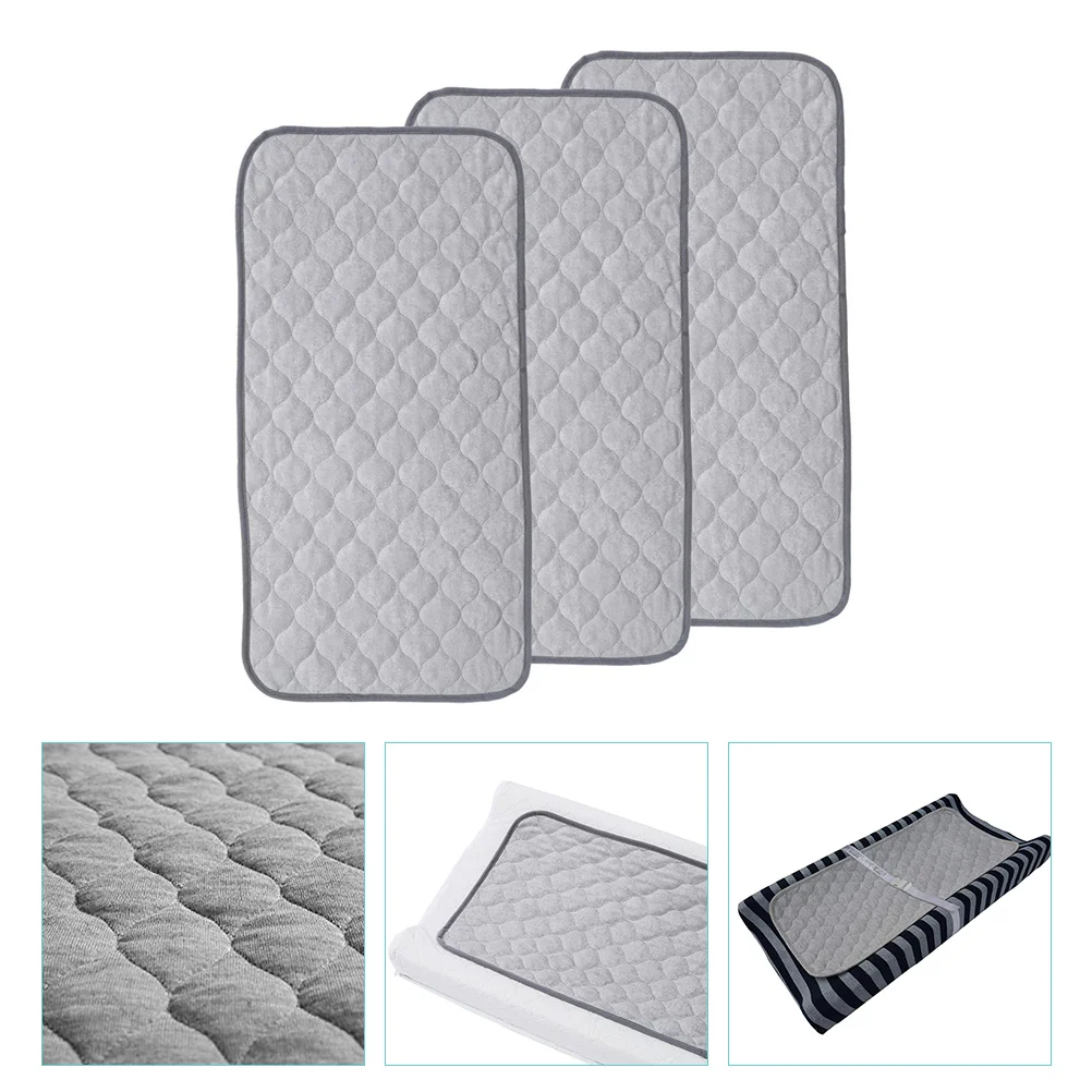 Gray Rectangle Bamboo Cotton Waterproof Diaper Pad Reusable Bassinet Mattress Protector Toddler Crib Sheet Bed Pads 3 Pcs