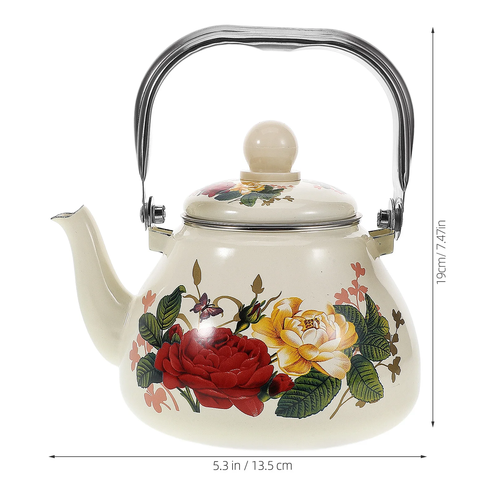 1L Floral Enamel Teapot – Vintage Stovetop Kettle 2