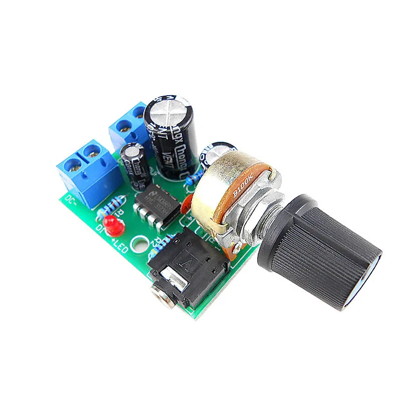 

DLHiFi LM386 звуковой усилитель мощности готовая плата с регулировкой громкости DC3-12V для динамика 0,5-10W