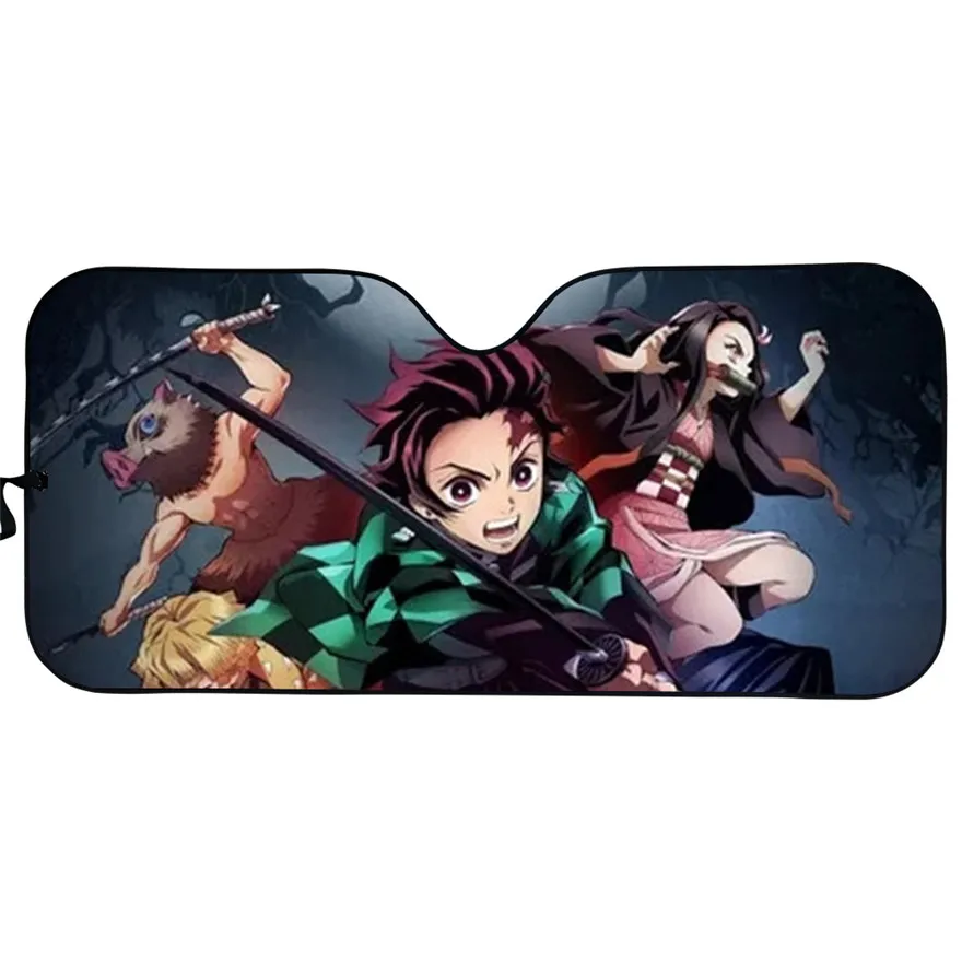 

Солнцезащитный козырек для автомобиля, прочный козырек на лобовое стекло, с мультяшным анимационным принтом, для защиты автомобиля от демонов