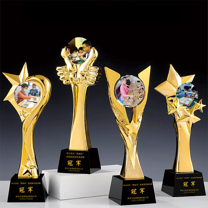 Customized Chinese Chess Crystal Trophy, Go Gobang Checkers Flag Awards Trophies, Home Decorations Honorary, Creative Medal, 1Pc