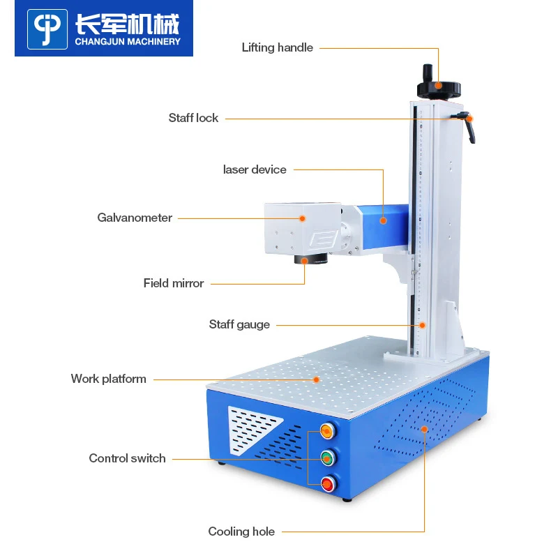 

Changjun Long Service Life 20W 30W 50W Portable Split Type Laser Printing Pachine Fiber CO2 Laser