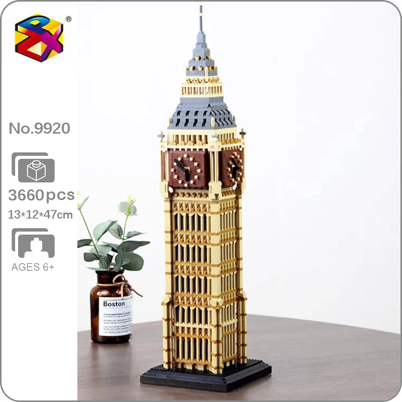 

PZX 9920 World Architecture London Elizabeth Tower Big Ben Clock DIY Mini Diamond Blocks Bricks Building Toy For Children No Box