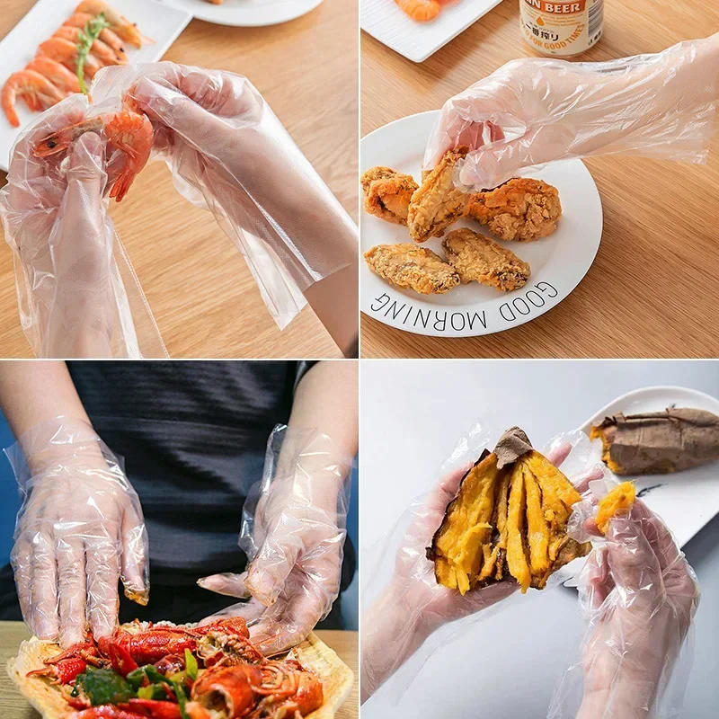 Plastic Disposable Gloves Transparent Glove for Restaurant Kitchen BBQ Eco-Friendly Food Grade Mittens DIY Cooking Tableware