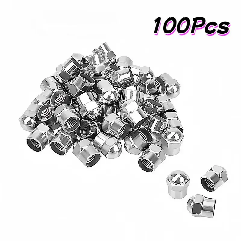 Chrome Plated Universal Tire Valve Stem Caps - 100 Pack