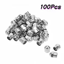 Chrome Plated Universal Tire Valve Stem Caps - 100 Pack (100PCS)