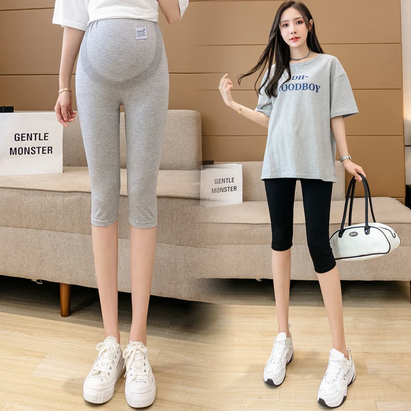 Summer Pregnancy Belly Capris Adjustable Waist Maternity Empired Cotton Pants Knee-Length Skinny Pregnant Woman Modal Trousers 6