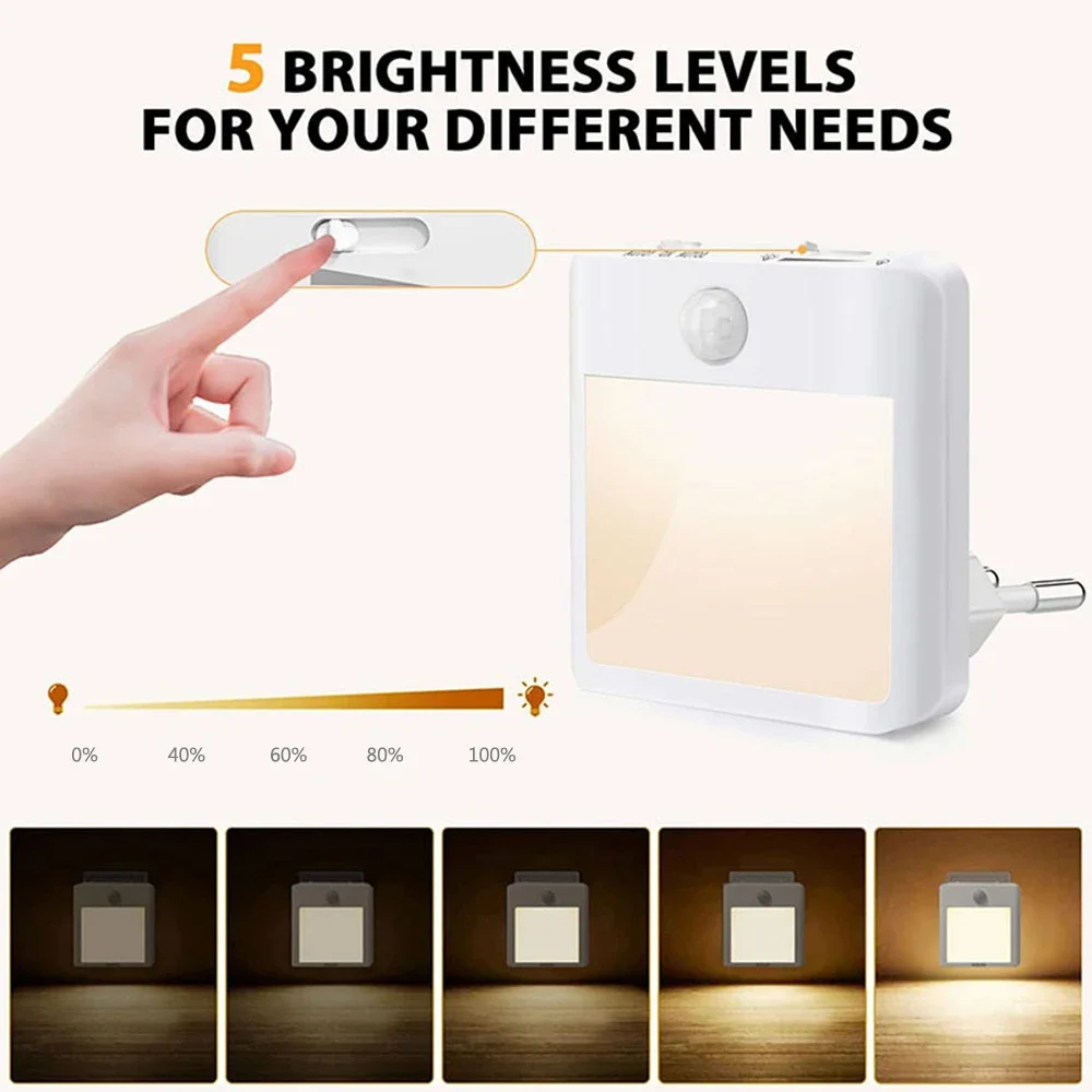 모션 센서 야간 조명 자동 황혼에서 새벽까지 조절 가능한 무선 센서 따뜻한 백색 LED 야간 조명 어린이 침실용