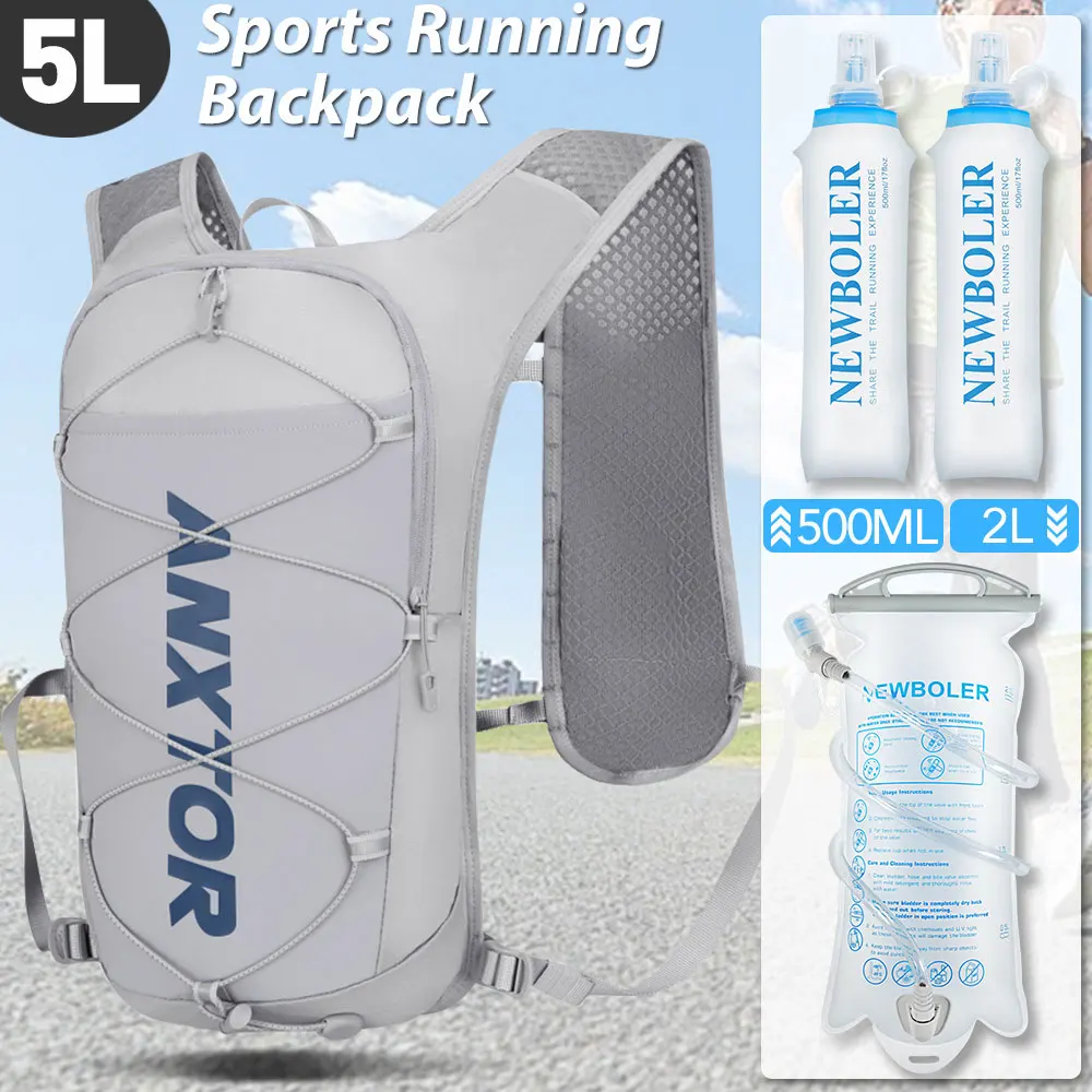 Outdoor Trail Running 5L Ultralight Backpack Hydration Jogging Vest Men Breathable Marathon Bicycle Bag Water Bottle 500ML/2L Hydration Backpack Running Hydration Vest