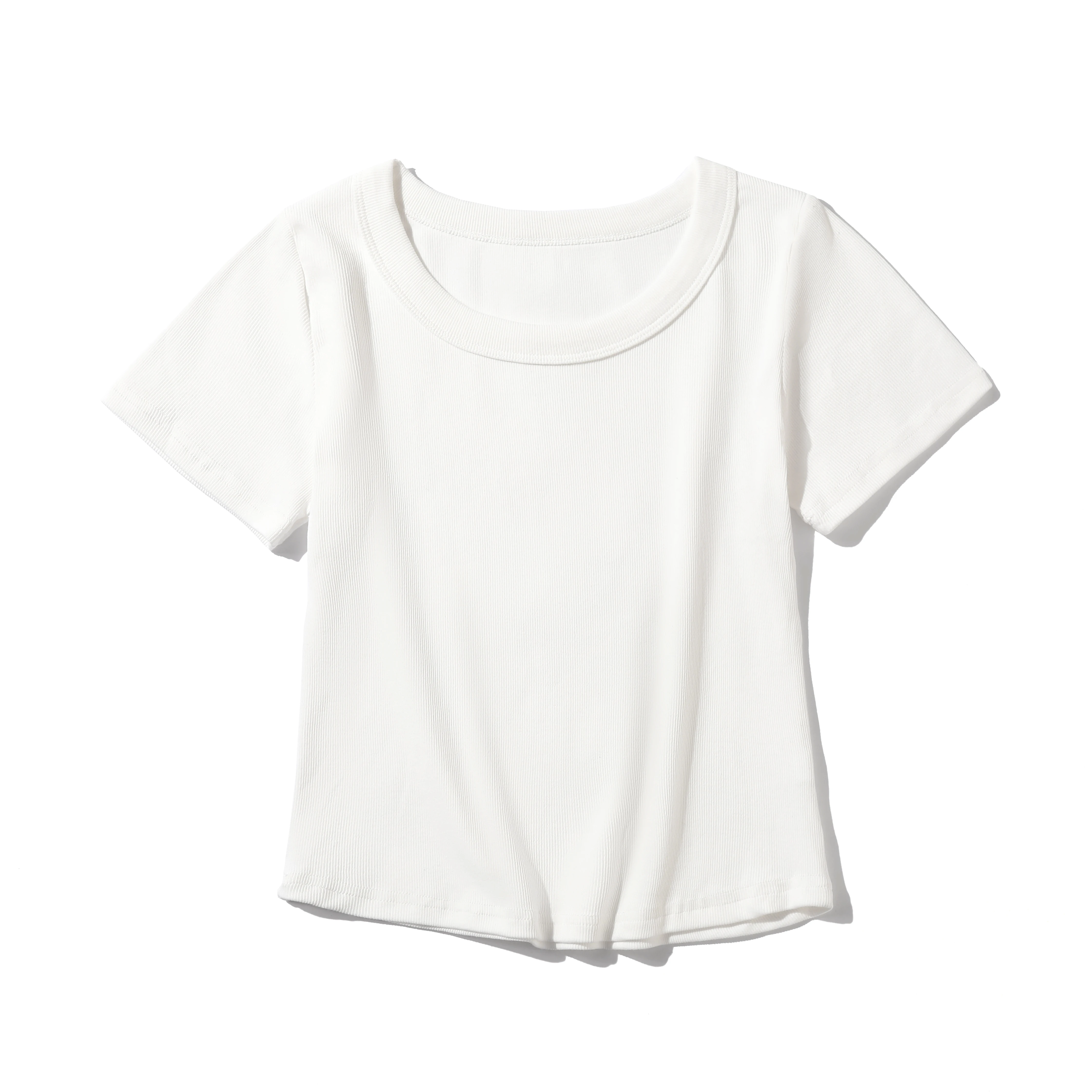 

Women Square Neck Rib Crop T-shirt Short Sleeve Crop Top