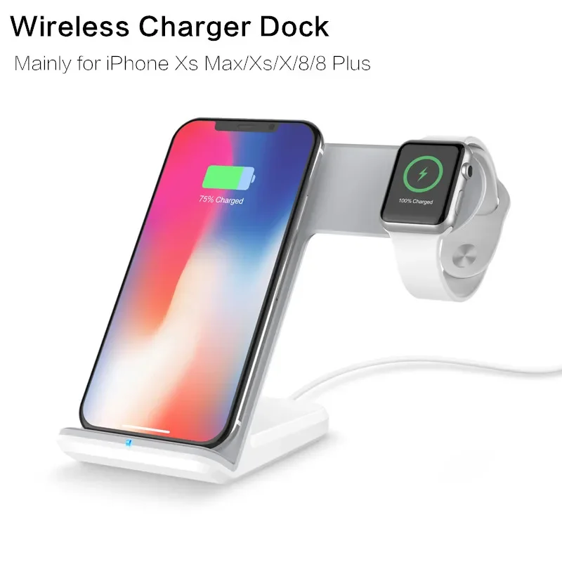 

new Wireless Charger Dock Station Bracket Stand Holder For iPhone XS For Apple Watch 1 2 3 4 Mobile Phone Fast Charging