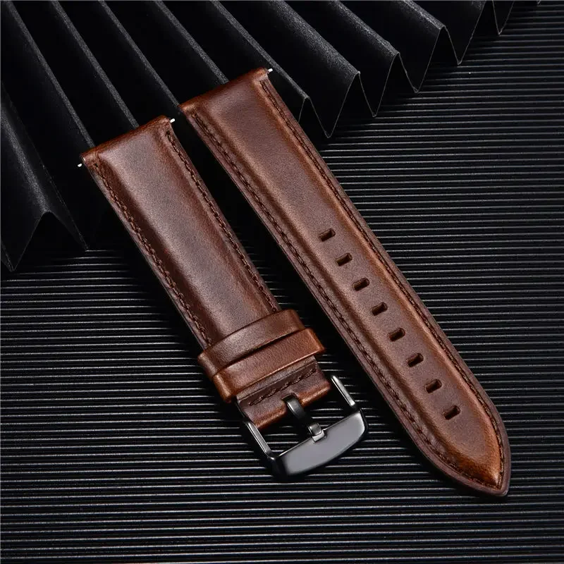 Elegant Leather Watchbands - Quick Release Business Strap Bracelet in Black and Brown