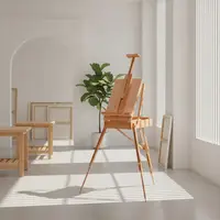 Tripod folding French wooden easel equipped with a built-in sketch storage box. Made of high-quality solid wood, it is sturdy and stable with excellent load-bearing capacity during creation. 2