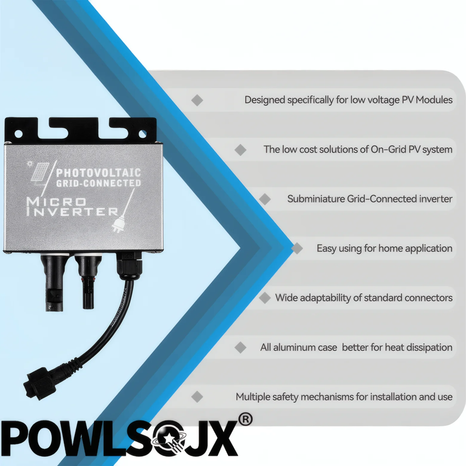 POWLSOJX Mini Solar Micro Grid-Tie Inverter DC 10-30V Ingresso 180V-265VAC Uscita 150W/200W IP45 Impermeabile - immagine 4
