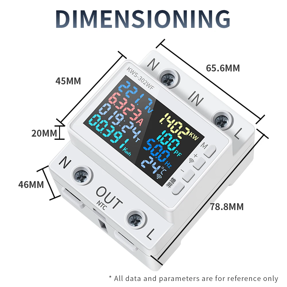 power meter Tuya WiFi 8in1 Power Meter 2P AC Energy Meter APP Control 170-270V/63A
