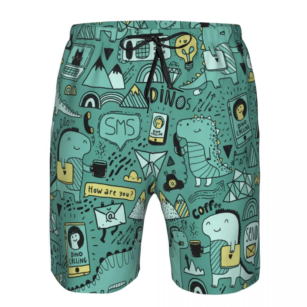 

Men Beach Short Swim Shorts Cartoon Crocodile Alligator Dinosaur Wearing Businessman Suit Surfing Sport Board Shorts Swimwear