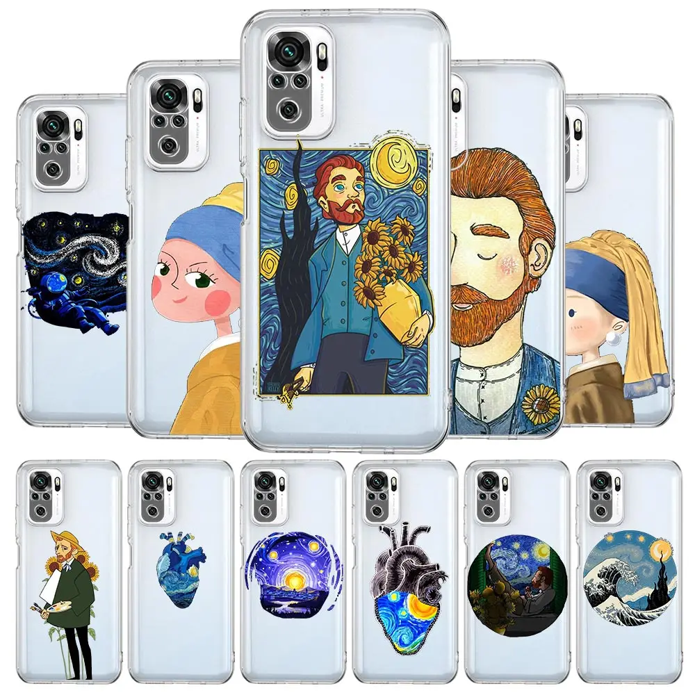 

Van Gogh Starry Art Aesthetic Clear Soft Phone Case For Xiaomi Redmi Note 12 11 9S 9 8 10 Pro+ 7 8T 9C 9A 8A K40 Gaming Cover