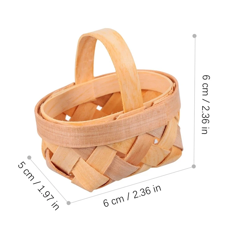 AFBC 72Pcs Wood Chip Mini Baskets Manual Woven Baskets Ornaments Candy Storage Box 6