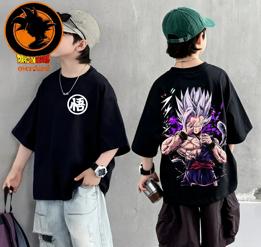 Dragon Ball Retro Classic Rundhals-Freizeit-T-Shirt für Herren, große Größe, Sunprint Kurzarm-Shirt aus 100 % Baumwolle für Jungen und Mädchen