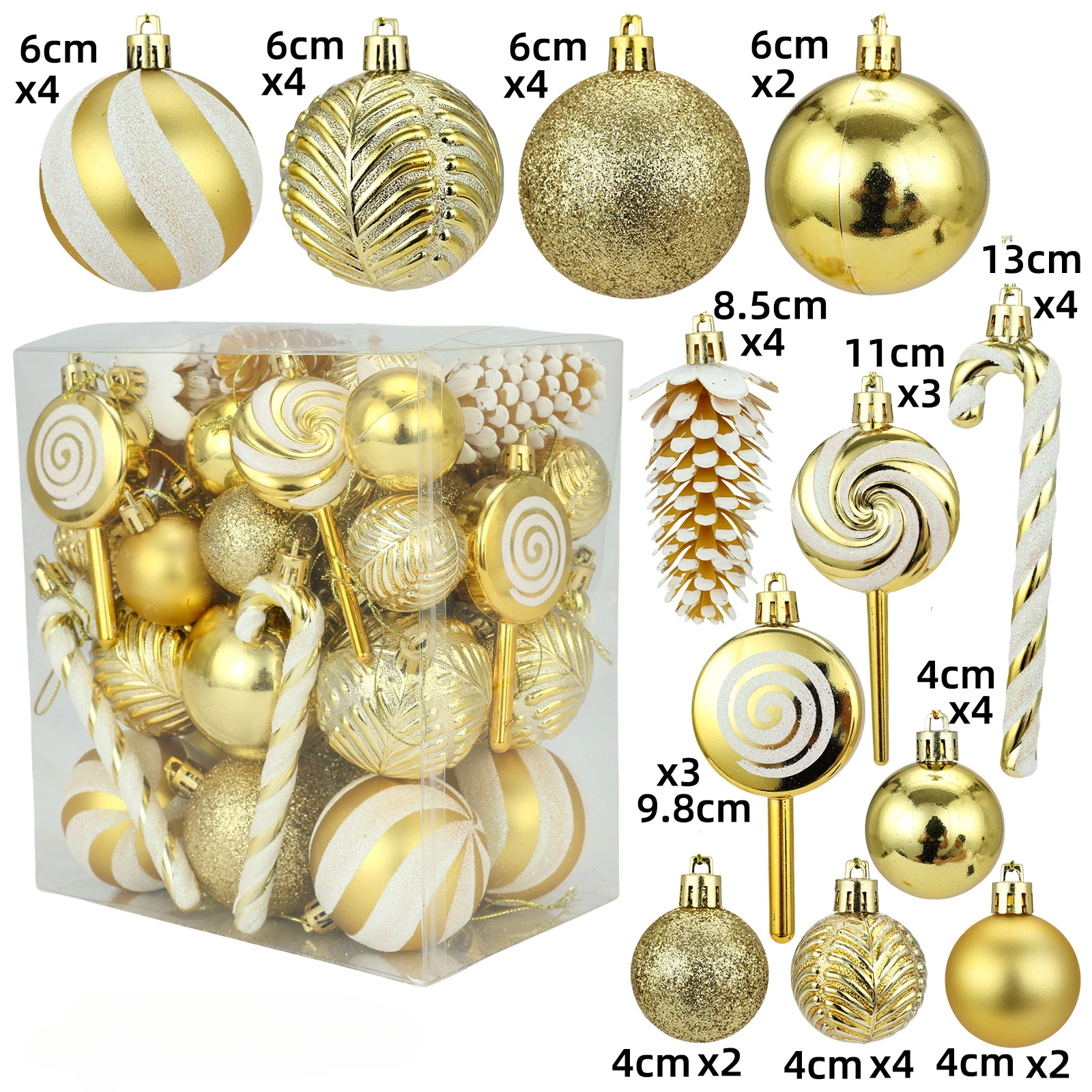 thumbnail image 1 of 29/36/40 piezas de bolas de Navidad plateadas y rojas para colgar en el árbol de Navidad, esferas navideñas doradas con formas especiales impresas, novedad de 2024, 1 of 5