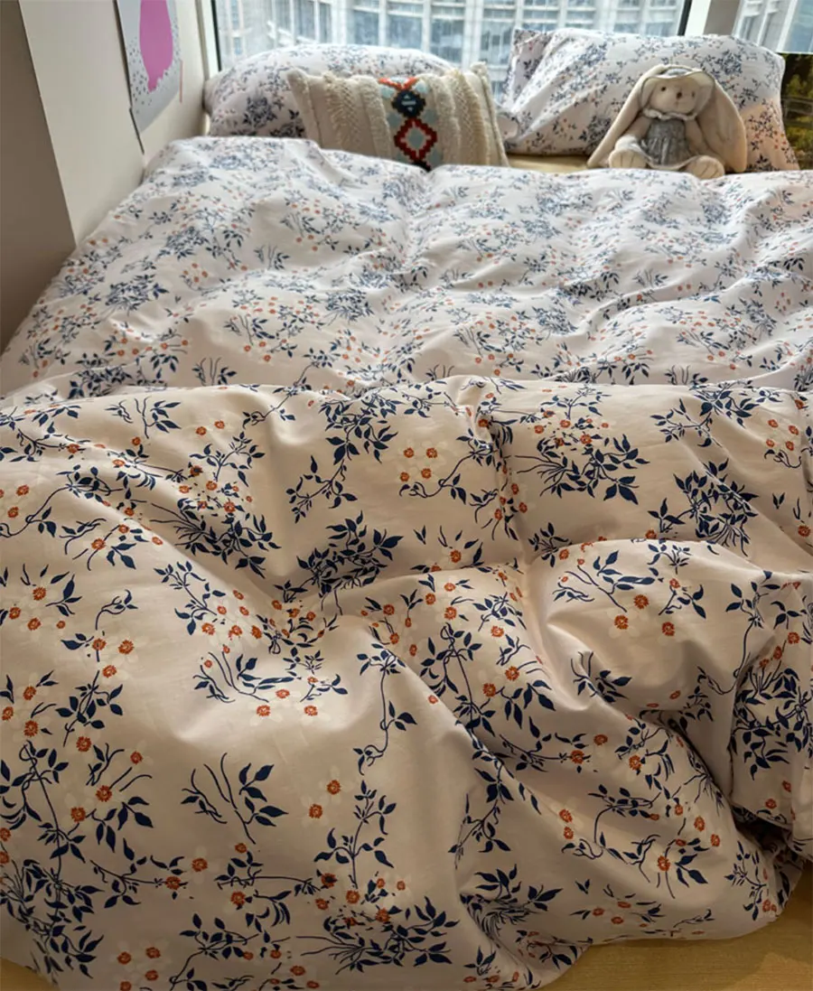 

Elegant romantic flower bedding set,twin full queen king rustic floral cotton home textile bed sheet pillow case quilt cover