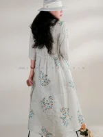 Summer Dress Women 2025 Long Print Elegant Clothing Vintage Elastic Waist Korean Beach Style V-Neck Fashion Robe Ropa De Mujer - Image 5