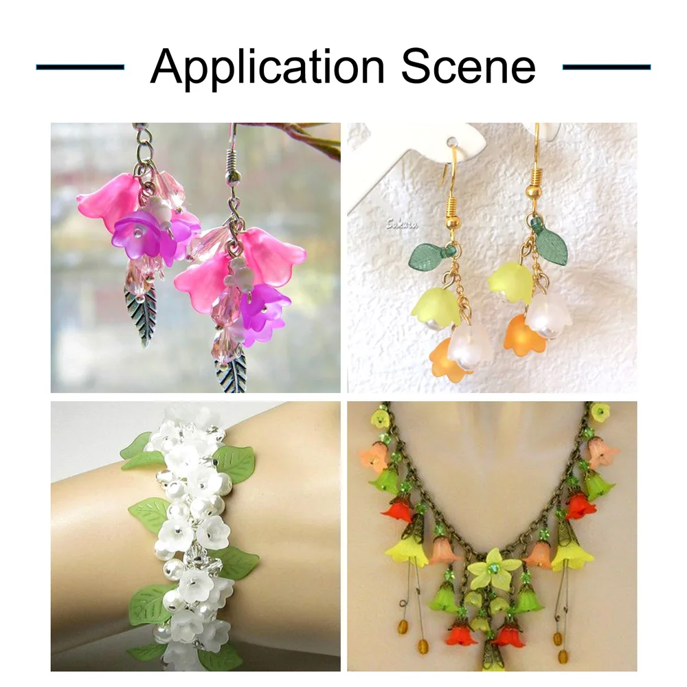 about 1900pcs/500g Transparent Acrylic Tulip Flower Bead Caps Lily of the Valley Floral Spacer Loose Bead for DIY Jewelry Making