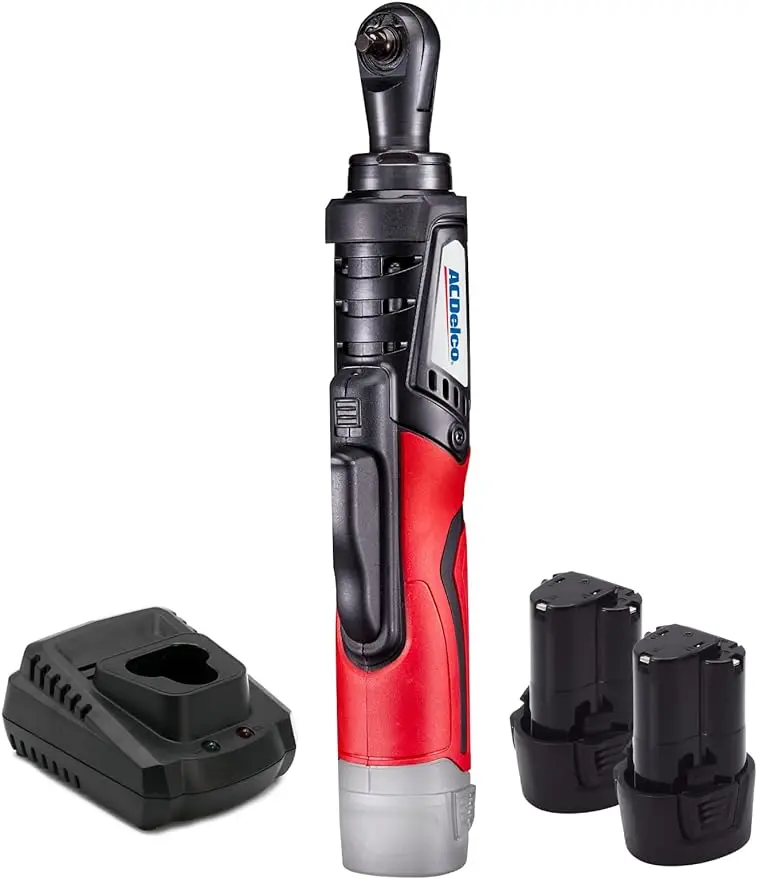 ACDelco Brushless 1/4-Inch Ratchet Wrench Li-Ion 12V Cordless, 45 Ft-lbs Max Ratchet Wrench Tool Kit, 2 Battery & Charger Includ multifunctional 12 0v cordless rechargeable electric wrench 3 8 inch 90° right angle ratchet wrenches 1pc battery