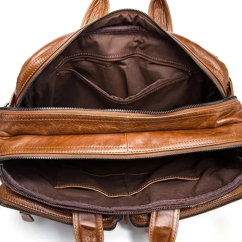 Leather Business Briefcase Bag for Men Laptop
