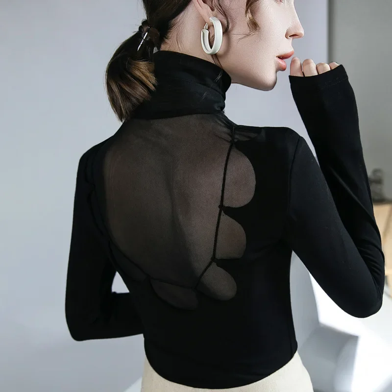

High Quality 2024 Women T-shirt Hollow Out Style Design Female Autumn Sexy Crop Top Clothes Casual Fashion Blouses Grace Meeting