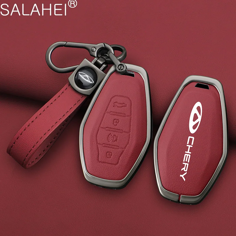 

Leather Car Remote Key Fob Case Cover Protector Shell Bag For Chery JETOUR X70 X70plus X70m X90plus X95pro Keychain Accessories