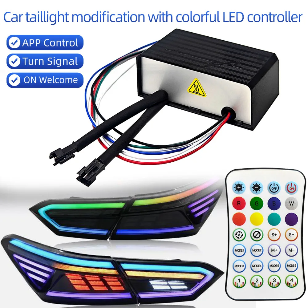 자동차 흐름등 방향지시등 WS2815 테일라이트 개조, 다채로운 LED 스트립 컨트롤러 12V, 켜질 때 환영등