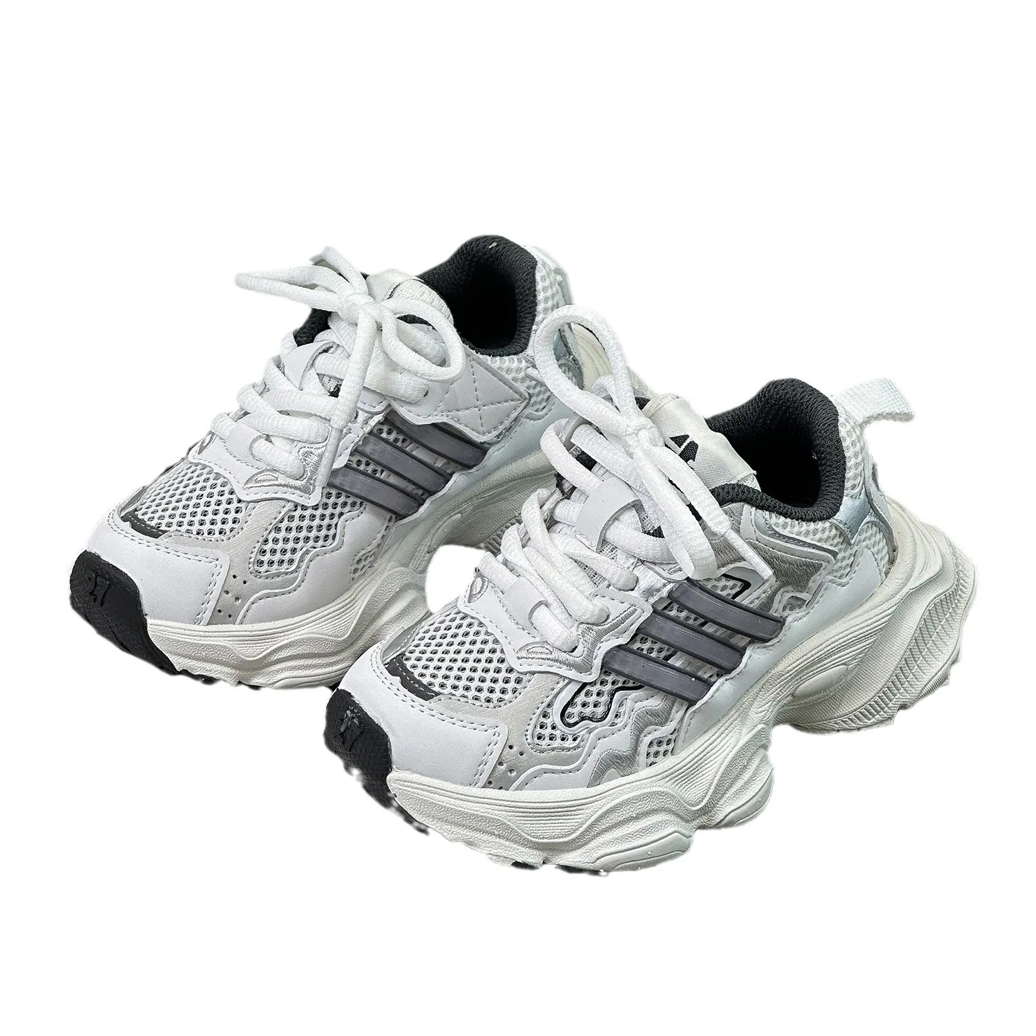 

White Black Children's Sports Shoes Spring New Boys Fashion Non-slip Sneakers Female Baby Breathable Mesh Soft Sole Casual Shoes