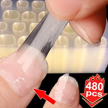 480pcs UV Nail Jelly Glue Breathable Transparent False Nail Glue Stickers Double Side Adhesive Film Glues Tape for Press-on Tips