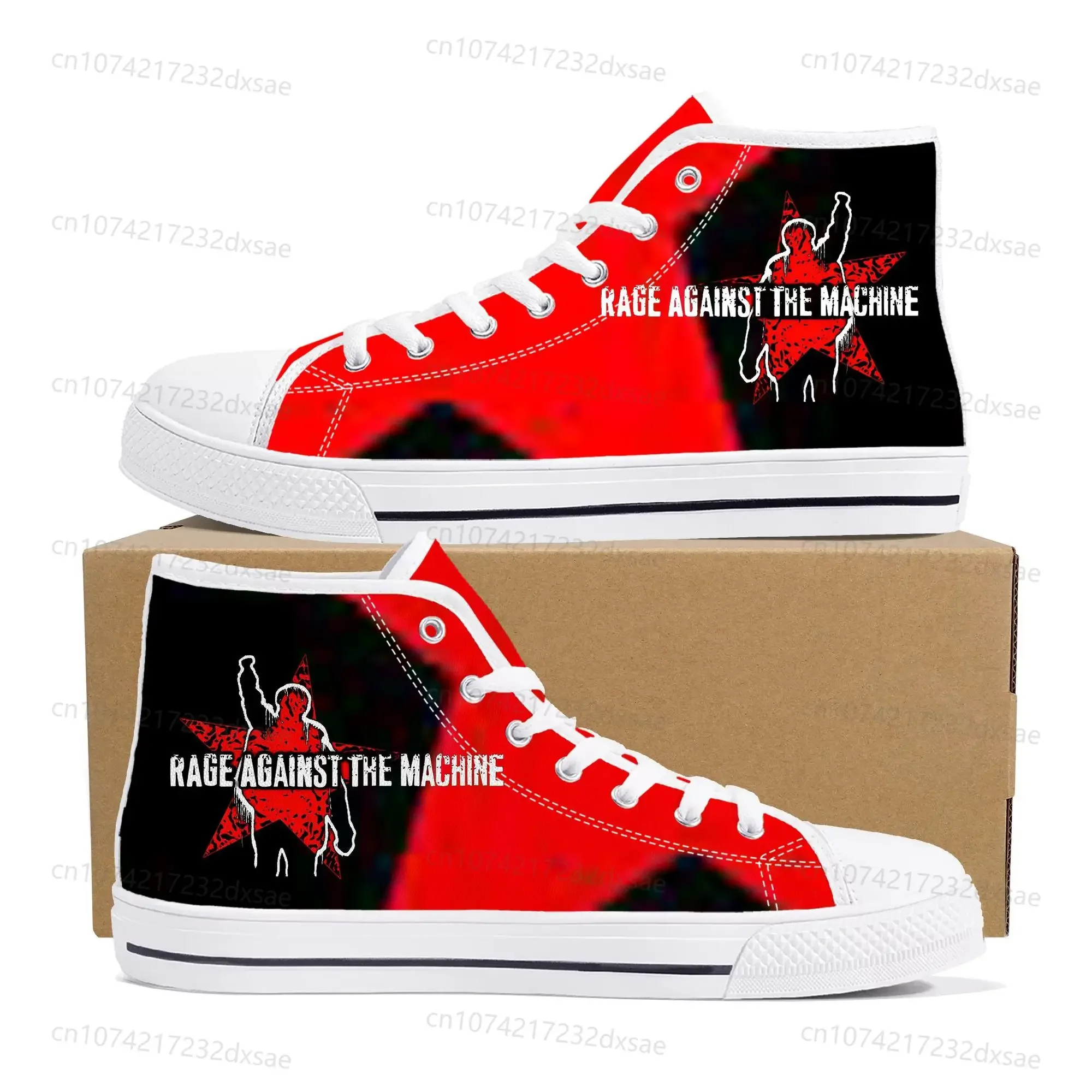 Rage Against The Machine High Top High Quality Sneakers Men Women Teenager Canvas Sneaker Casual Couple Shoes Custom Shoes