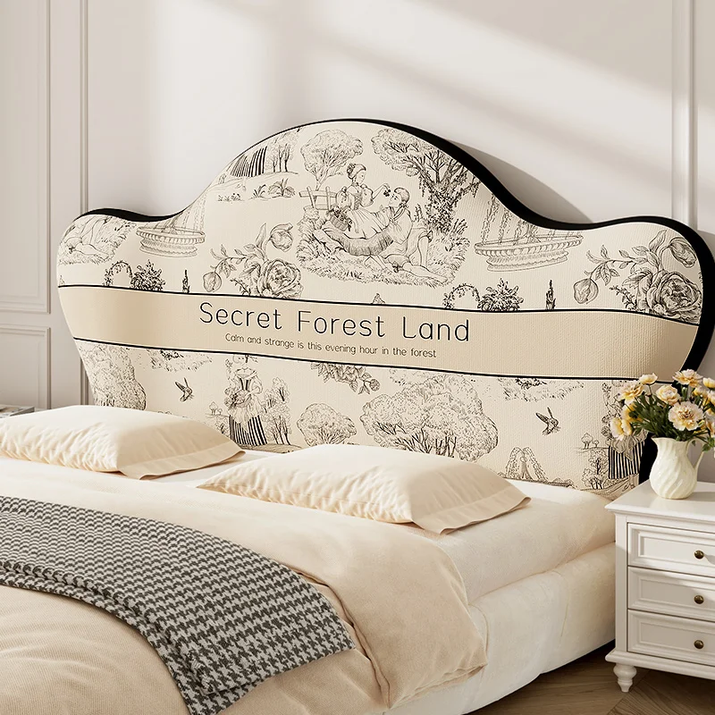 120/150/180/200/220cm 인쇄 침대 옆 등받이 보호 머리판 먼지 커버 모든 항목을 포함하는 레트로 침대 머리 커버 침실 장식