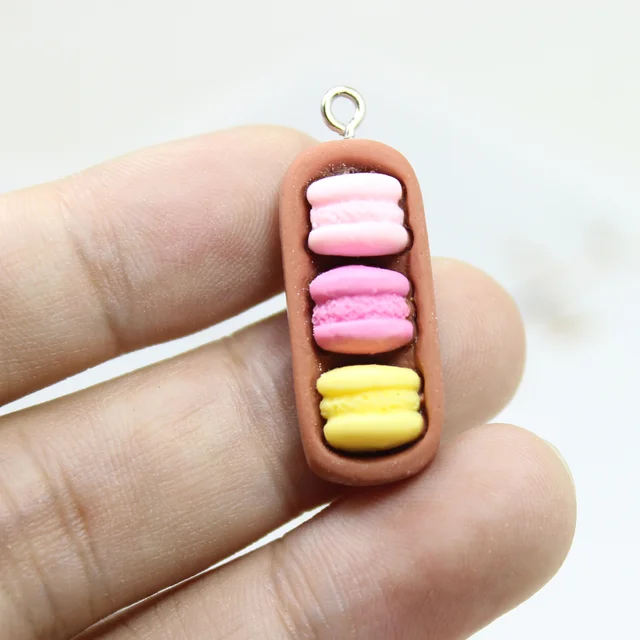 다양한 색상과 디자인으로 다양한 쥬얼리를 DIY할 수 있는 귀여운 수지 마카롱 쿠키 음식 참 펜던트