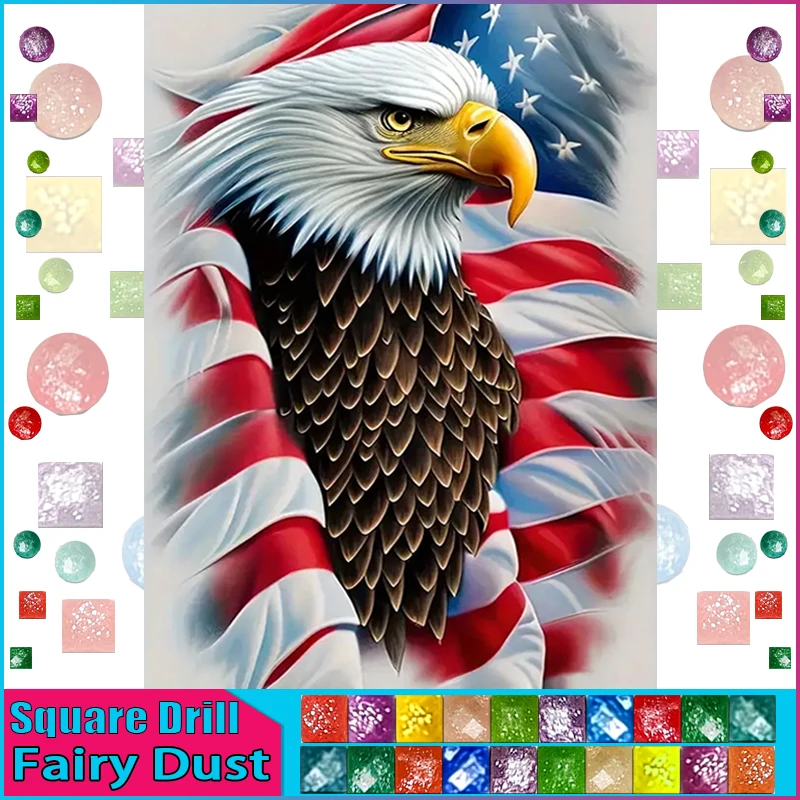 thumbnail image 1 of HOMFUN Fairy Dust AB Art 5D Diy Diamond Painting "Animal Eagle" Imágenes de diamantes Punto de cruz Bordado de diamantes de imitación 3D Decoración, 1 of 5