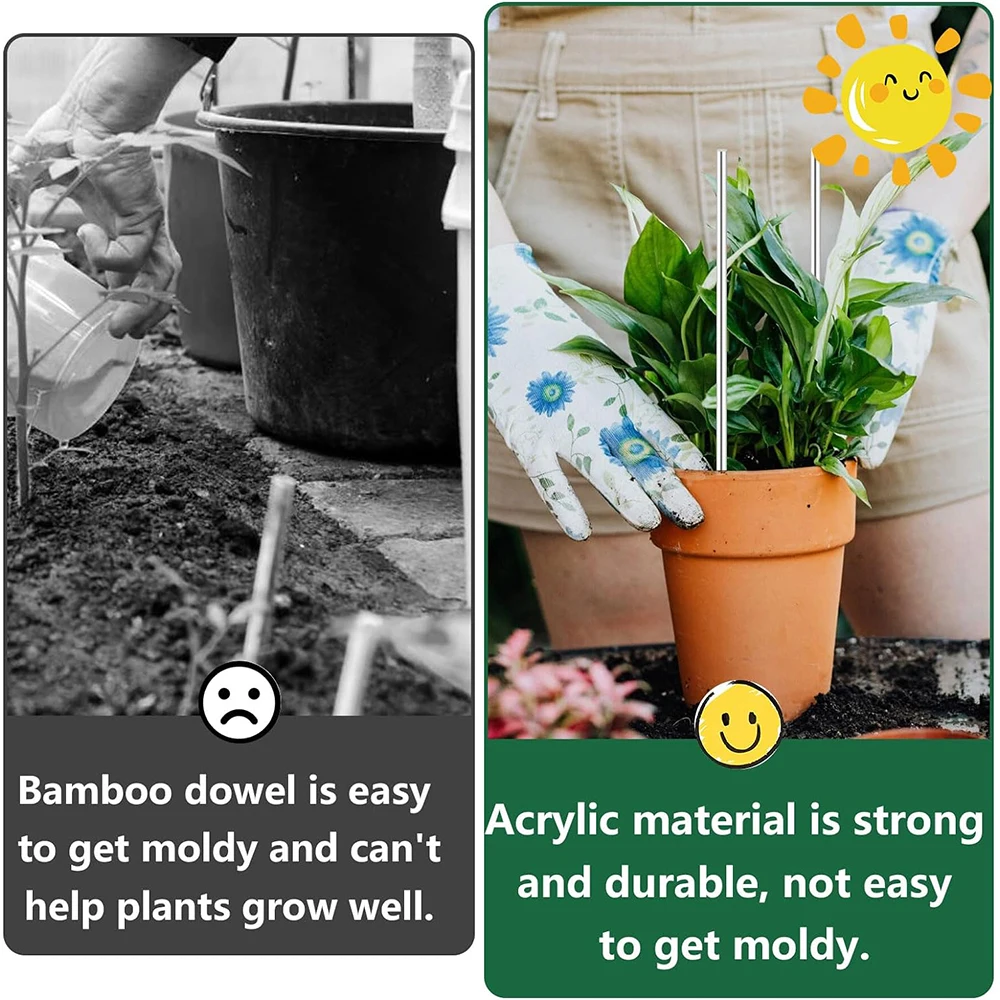 Plant Stakes Sticks Acrylic Clear Support Garden Single Stem Orchid for Indoor and Outdoor Orchid Potted Tomatoes Flowers