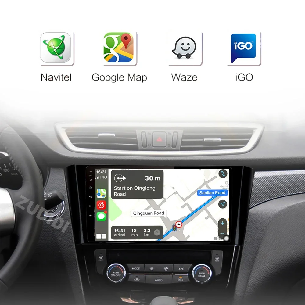 Autoradio Android 10 Pouces Pour Nissan Qashqai J11 / X-Trail T32 (2013-2017) - 4Go+128Go, CarPlay/Android Auto Sans Fil, GPS, WiFi, Caméra De Recul