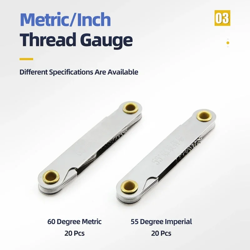 55/60 Degree Thread Plug Gauge Metric Imperial Gear Tooth Screw Pitch Gauge Carbon Steel Measuring Tool Tap Thread Measurement thread plug gauge