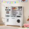 Kids Play Kitchen Toy Set w/ Water Dispenser Sink Faucet Microwave Oven Utensils 3
