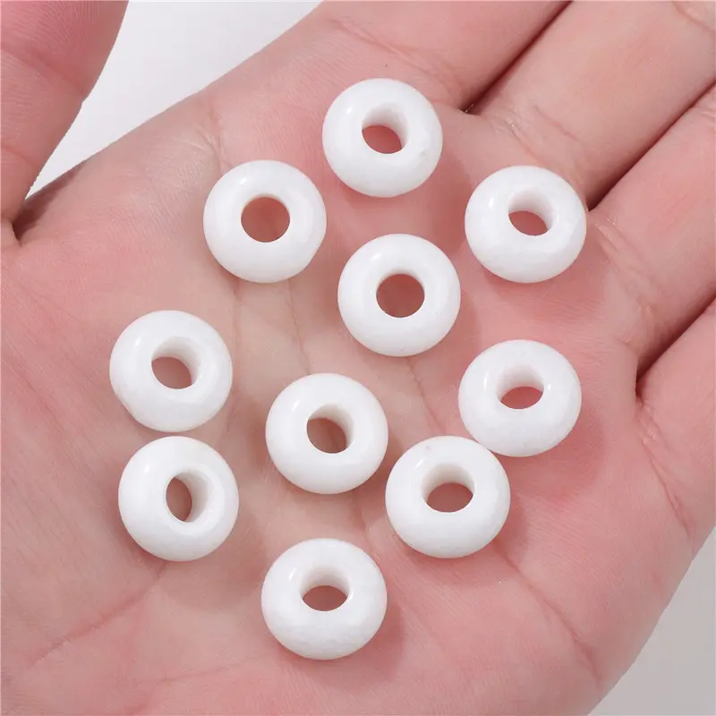 10pcs/Lot 8x14mm 5mm Big Hole Natural Round Jades Jaspe Stone Crystal Spacer Beads Charm Pendant For Jewelry Making Accessories - Image 20